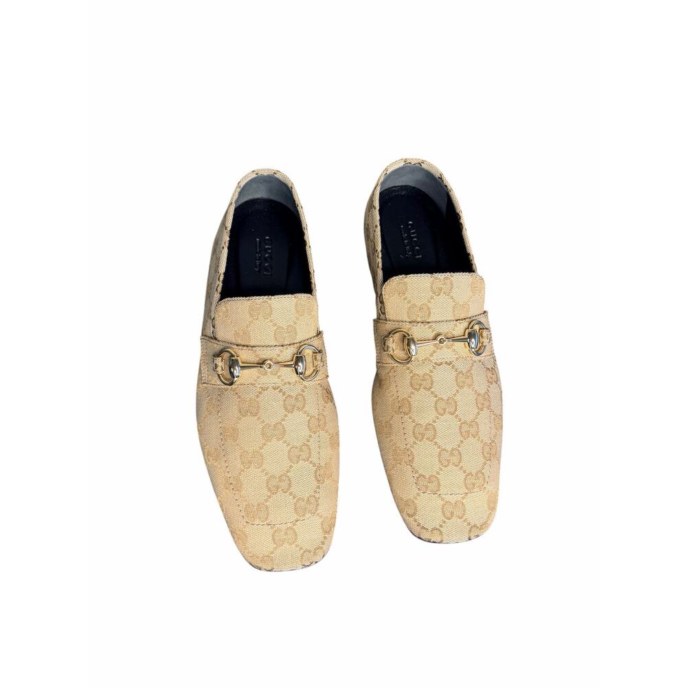 Gucci NIB Ragazzo Horsebit Loafers in Sand Monogram Canvas Size 37.5 - Picture 7 of 12